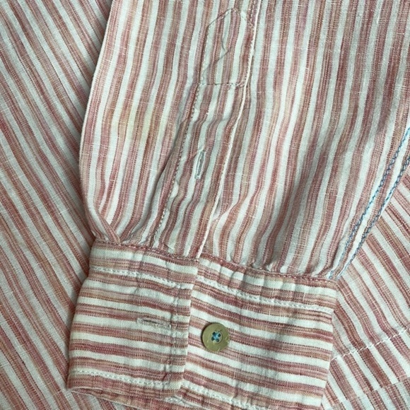 TOMMY Bahama 100% linen red/pink and white striped long sleeve button down. XL - Picture 13 of 13